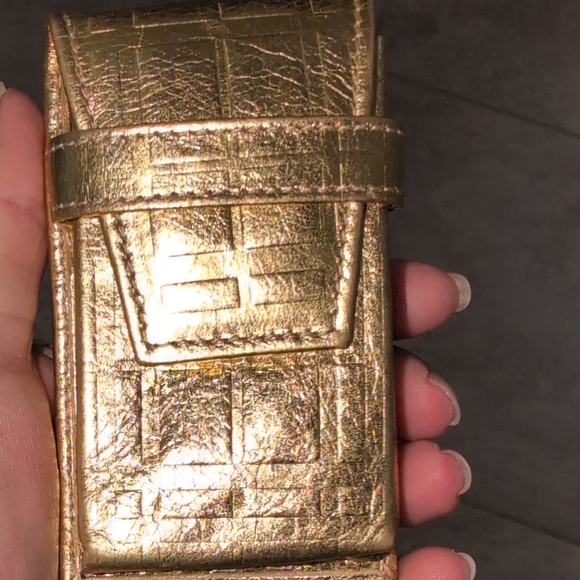 Burberry Gold Textured Card Holder Case
